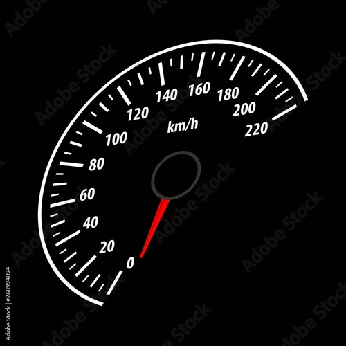 Speedometer gauge isolated on black background. Vector illustration.