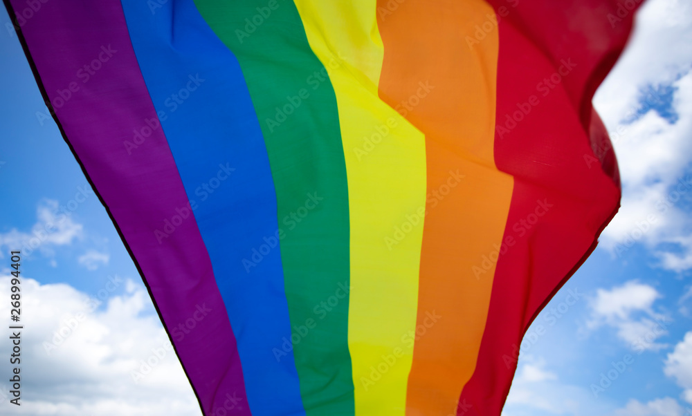 Obraz premium Colorful LGBT flag blows in the breez.