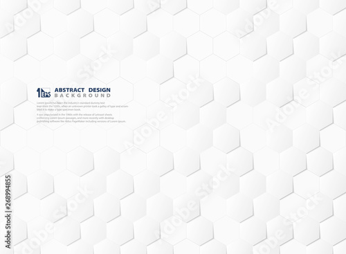 Abstract hexagon pattern technology 3d white and gray background. illustration vector eps10