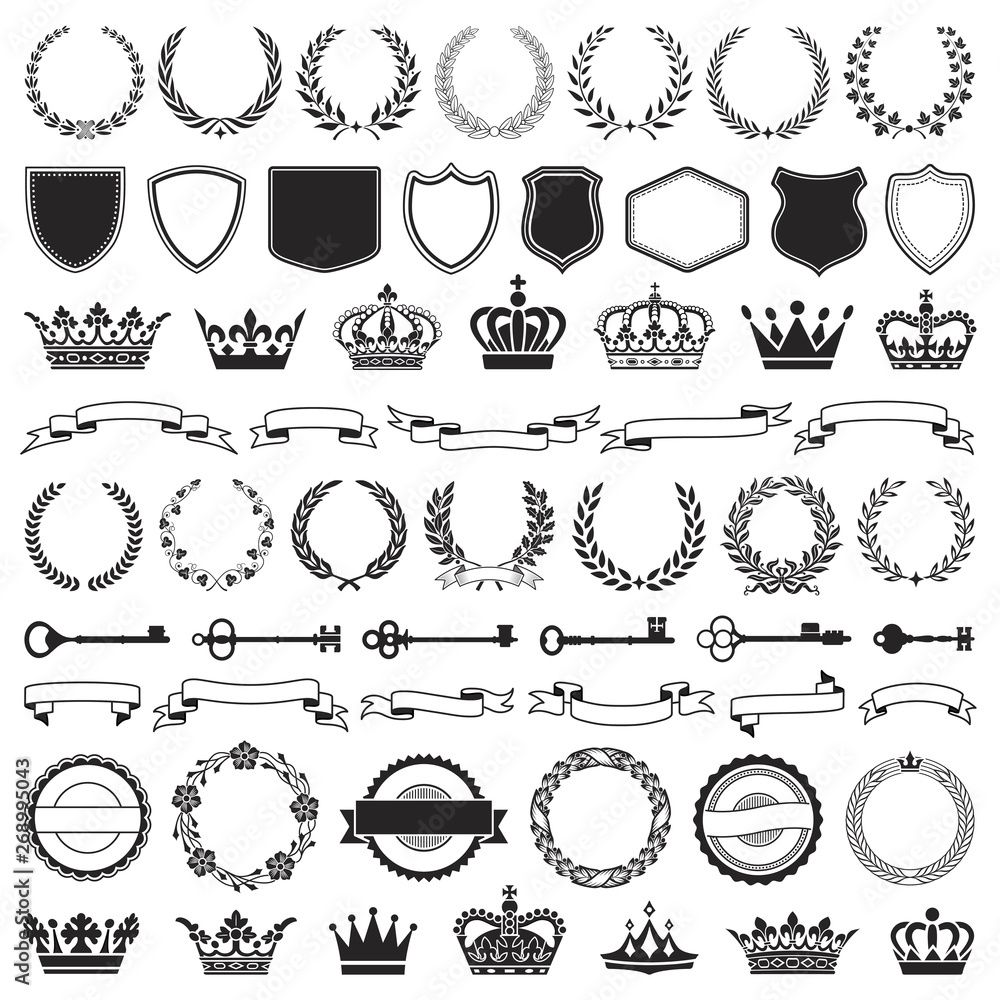 HERALDIC SYMBOLS AND ELEMENTS Stock Vector | Adobe Stock