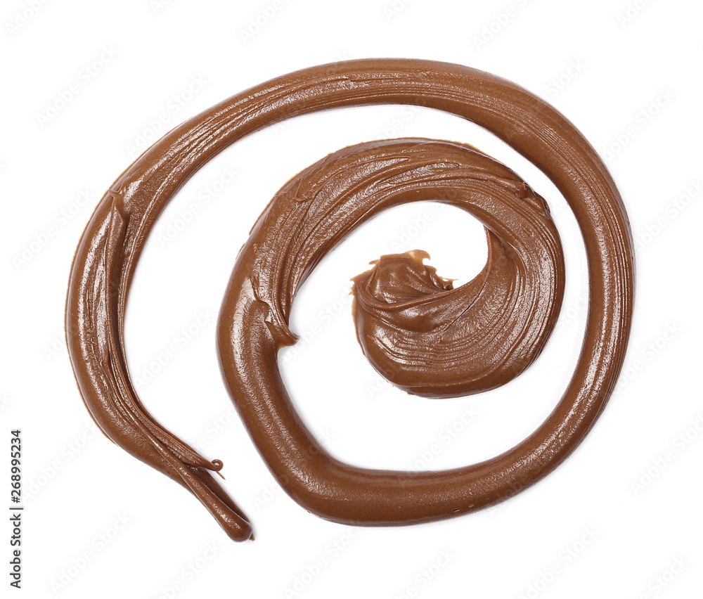Cream chocolate spread isolated on white background, top view Cream chocolate spread isolated on white background, top view