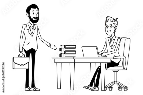 businessmen with briefcase black and white