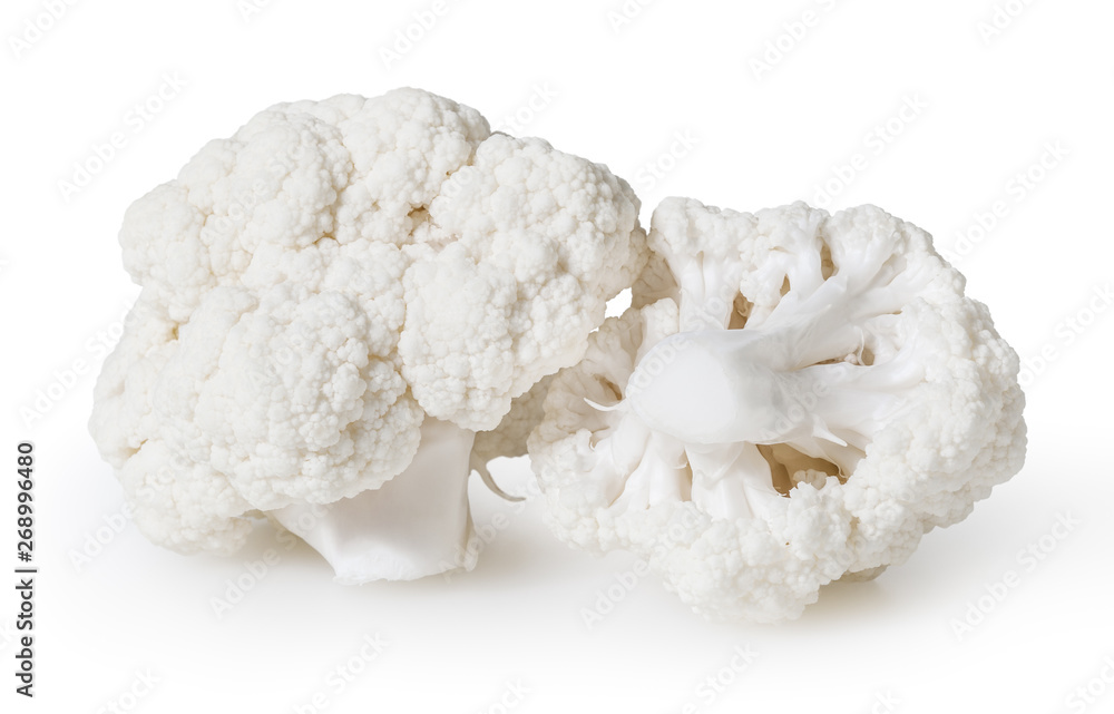 Cauliflowers isolated on white background with clipping path