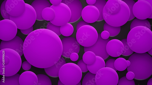 Abstract background of holes and circles with shadows in purple colors