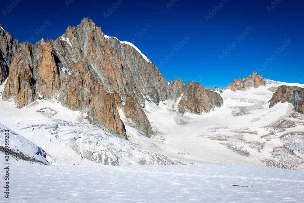 Alps mountains ridge summits glacier landscape, Mont Blanc massif.