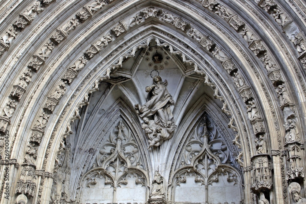 Cathedral of Toledo. Architecture and art gothic in Spain. Door of the lyons.