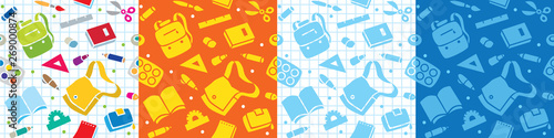School seamless pattern set The education supplies