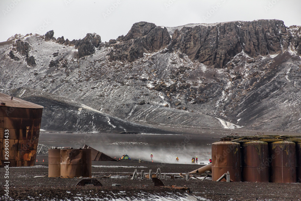 Old Whaling Station Structures on Deception Island, Antarctica