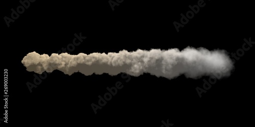 Stream of smoke. Isolated on black background. 3D rendering.