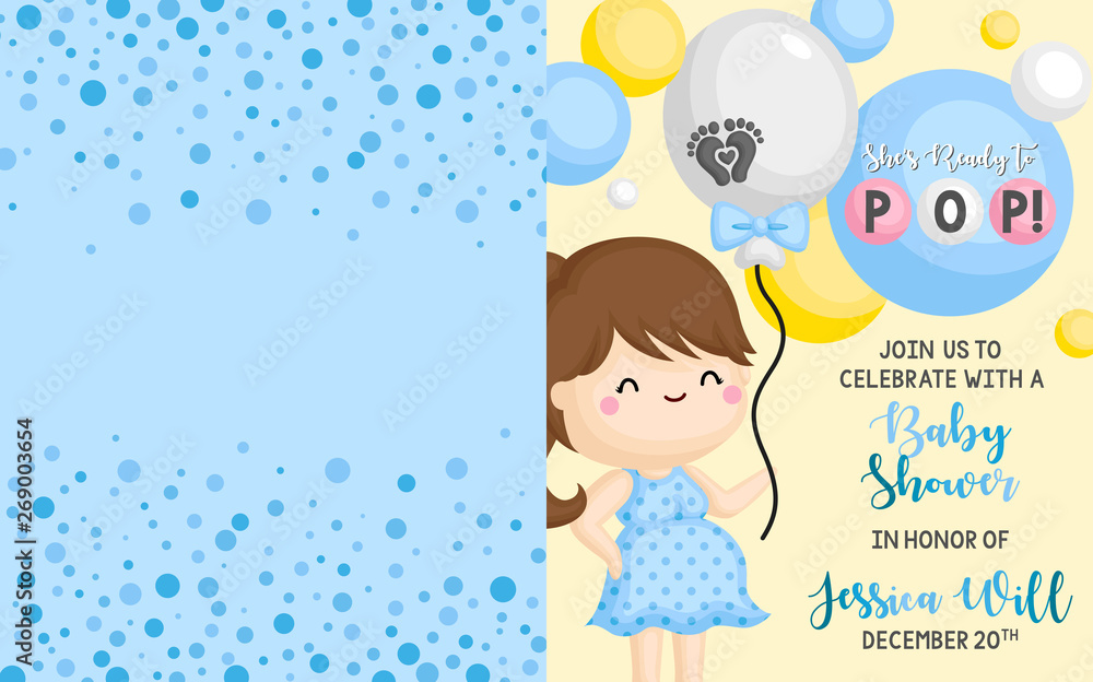 A Simple Baby Shower Invitation Card with Ready to Pop Baby Boy Theme A Simple Baby Shower Invitation Card with Ready to Pop Baby Boy Theme