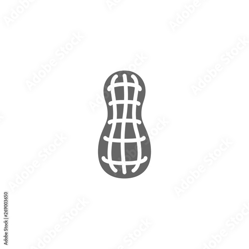 Peanut shell simple vector icon. Peanut or groundnut black isolated symbol.