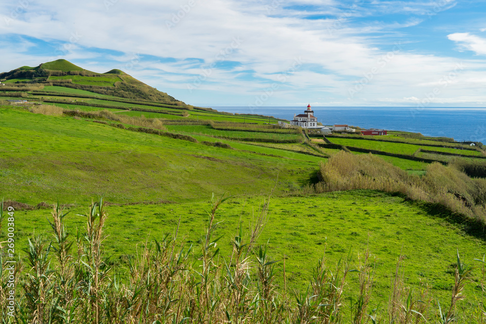 A beautiful landscape with lighthouse  from the Sao Miguel island of Azores in Portugal
