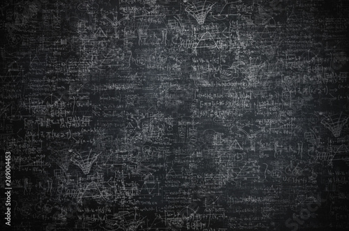 Intricate science and physic sketches on a blackboard photo