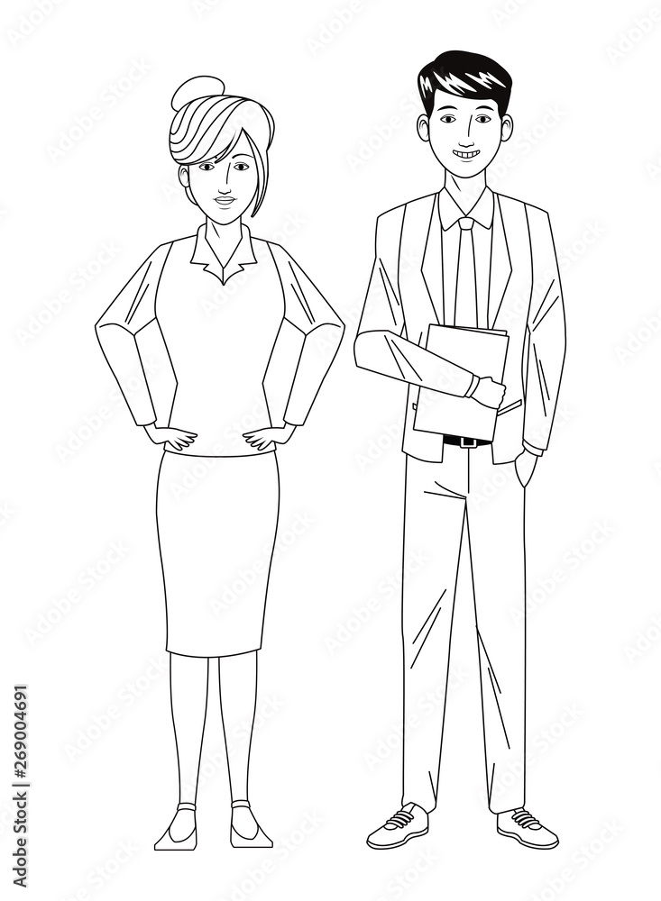 business couple avatar black and white business couple avatar black and white