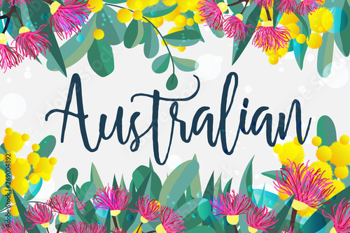 Tropical austalia design vector leaves and flowers