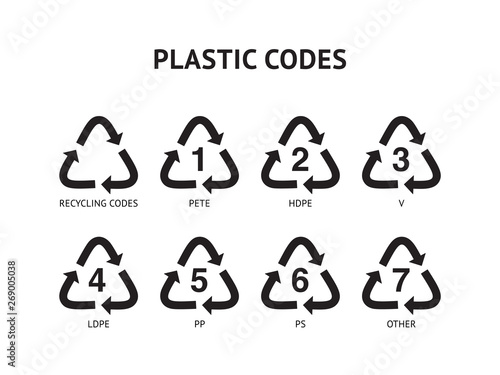 Recycle plastic code vector illustration set isolated on white backgound