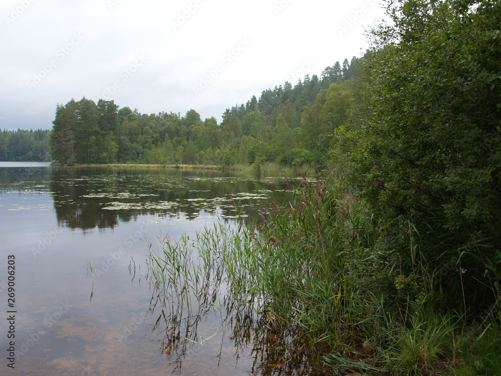 calm lake with clear water near Vimmerby, Sweden.