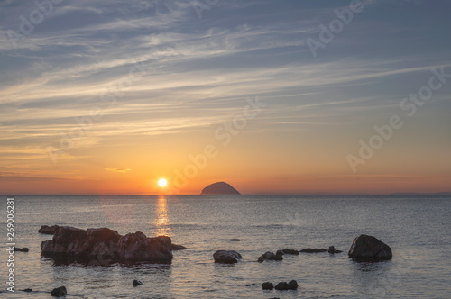 Fotografiet south ayrshire, seascape, island, firth of clyde, ailsa craig, background, beach