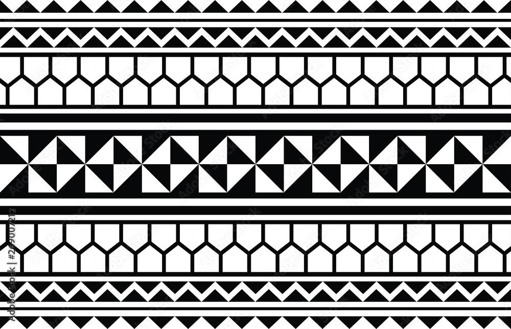 Maori polynesian tattoo bracelet. tribal sleeve seamless pattern wall mural  • murals vector, tribal, traditional | myloview.com