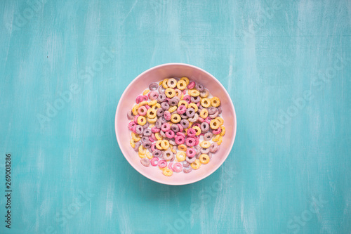 colorful cereal rings in bowl 