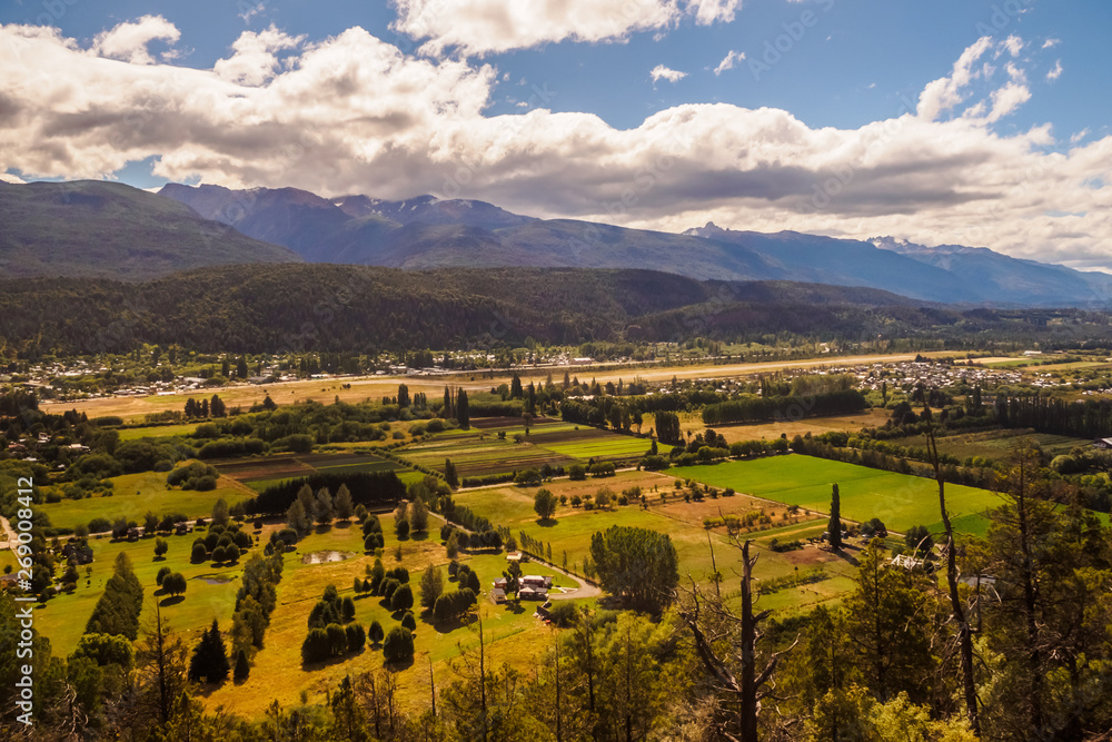 The valley of the city of El Bolson the patagonia of Argentina