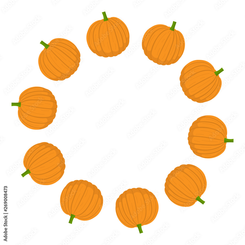Pumpkin wreath. Fresh vegetables. Organic food. Vector illustration on white background. Pumpkin wreath. Fresh vegetables. Organic food. Vector illustration on white background.