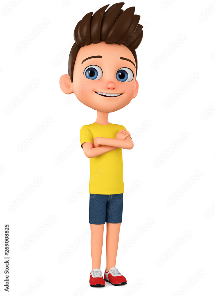 The guy crossed his arms over his chest against a white background. 3d render illustration.