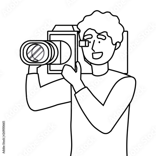 Man holding videocamera design