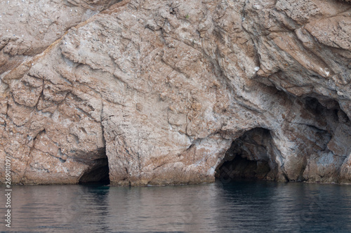 two small caves carved by the sea