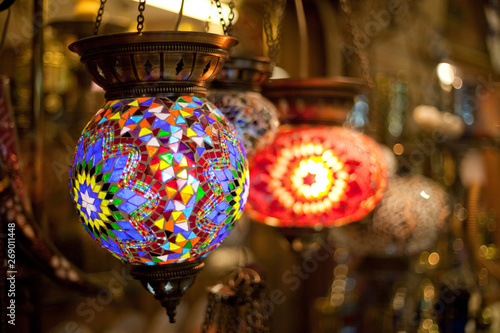Mosaic Turkish lanterns in Grand Bazaar, Istanbul, Turkey © Korhan