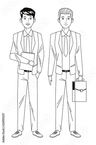 businessmen avatar cartoon character black and white