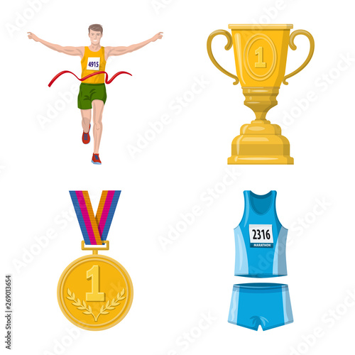 Isolated object of step and sprint sign. Set of step and sprinter  vector icon for stock.