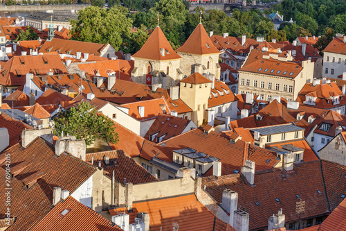 View of the red roofs of old Prague. Czech Republic.