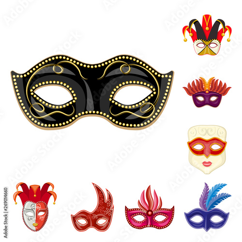 Vector illustration of carnival and theatrical sign. Set of carnival and mystery stock vector illustration.