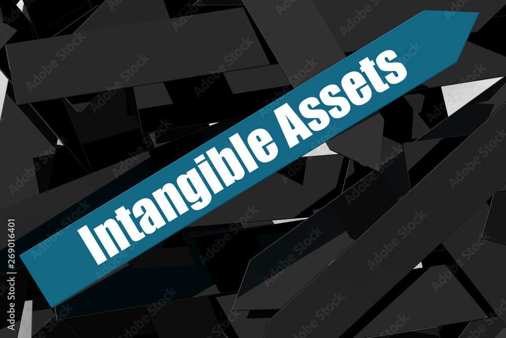 Intangible Assets word on the blue arrow Intangible Assets word on the blue arrow