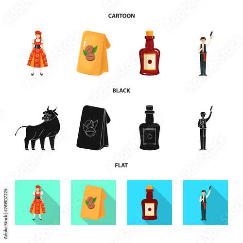 Vector design of  and historic icon. Collection of  and country stock vector illustration.