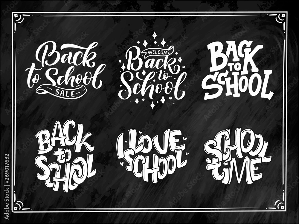 Set of back to school lettering quotes. Back to school sale tag