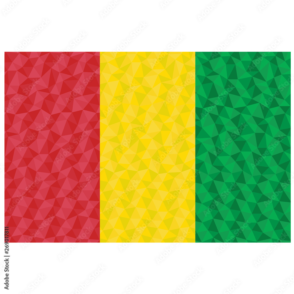 Polygonal flag of Guinea national symbol background low poly style illustration 
