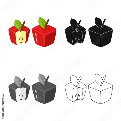 Vector illustration of apple and gmo symbol. Set of apple and fresh stock symbol for web.
