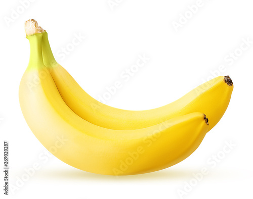 two banana sliced isolated on white background