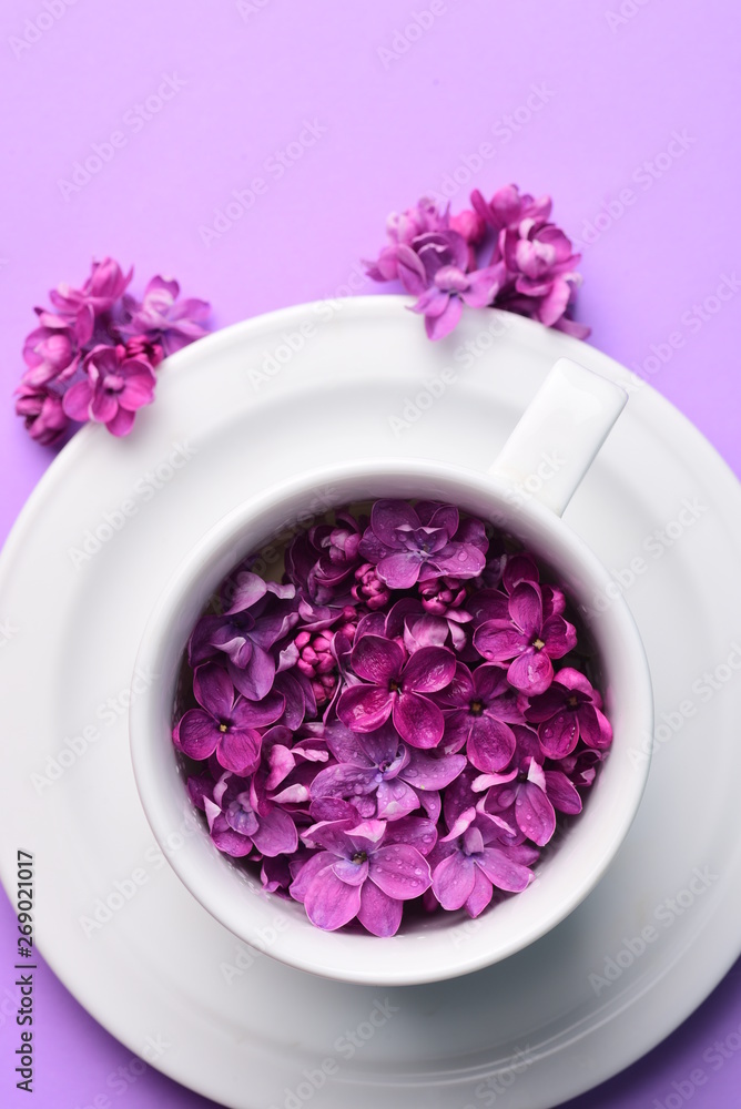 Bright Lilac Flowers Cup Plate Bright Lilac Flowers Cup Plate