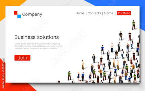 Business solutions. Teamwork and success concept. Landing page concept.