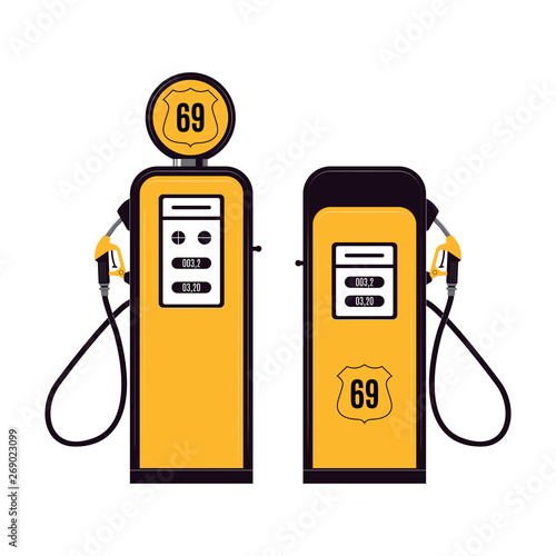 Gasoline pumps isolated on a white background. Gas station. Vector illustration