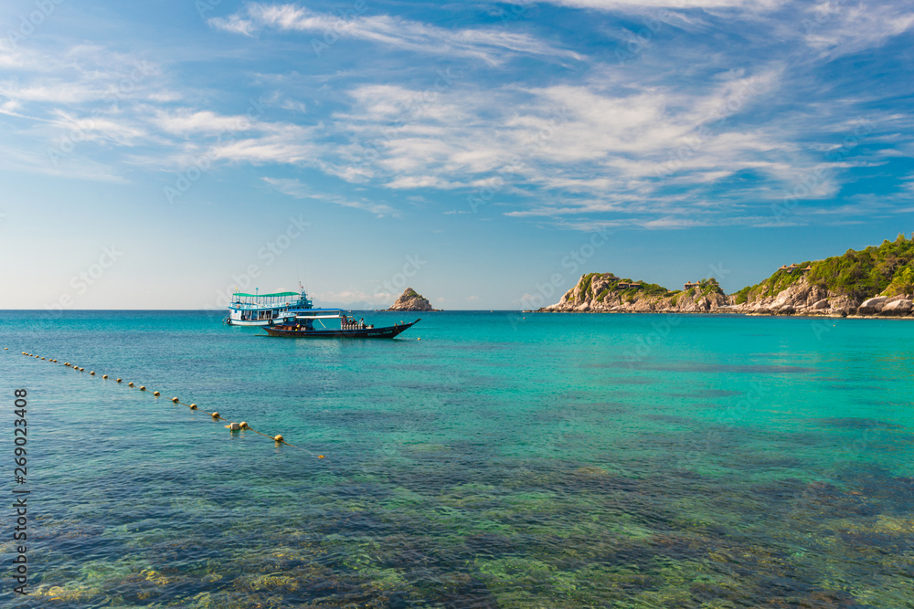 Rocky seashore beach turquoise sea water Rocky seashore beach turquoise sea water