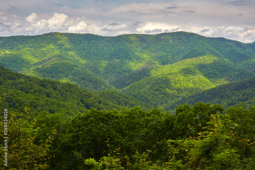 Mountain scenery along the Blue Ridge Parkway northeast of Buena Vista, Virginia