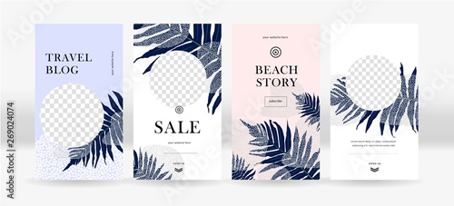 Design backgrounds for social media. Trendy tropical templates for social topical networks stories