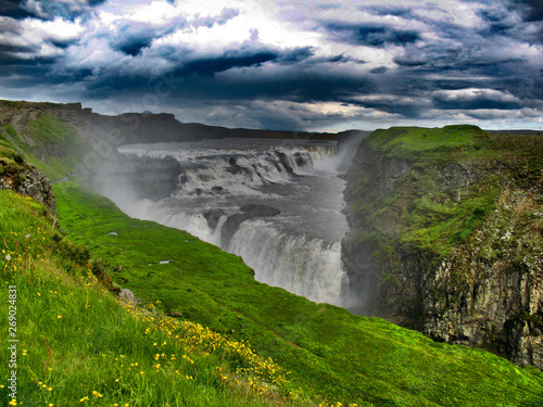 Fototapeta Naklejka Na Ścianę i Meble -  Creepy Iceland - Gullfoss and clouds