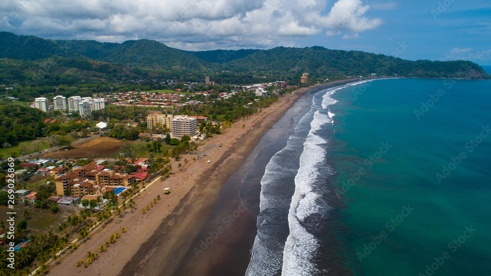 Aerial View from Jaco Beach at the Pacific in Costa Rica. Jaco is the closest Beach to reach from the Capital San Jose