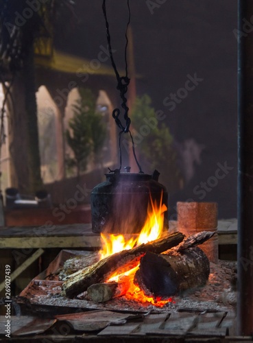 fire in fireplace