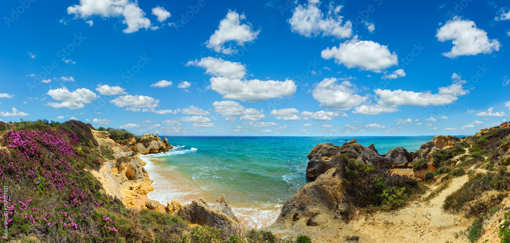Atlantic blossoming coast view, Algarve, Portugal